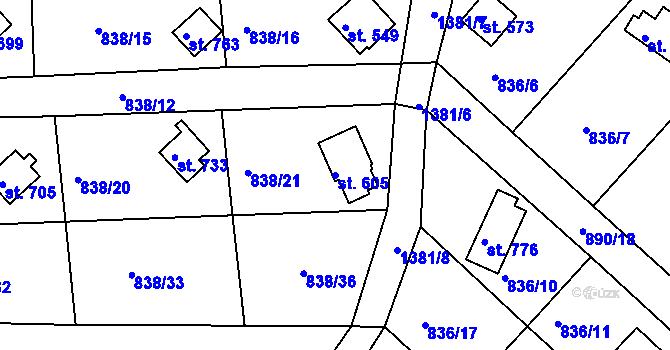 Parcela st. 605 v KÚ Stará Paka, Katastrální mapa