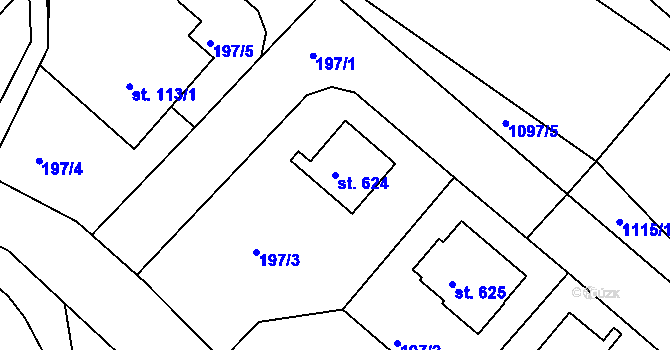 Parcela st. 624 v KÚ Stará Paka, Katastrální mapa