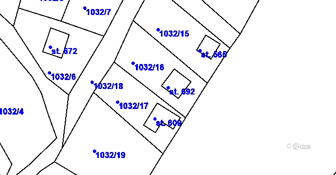 Parcela st. 692 v KÚ Stará Paka, Katastrální mapa