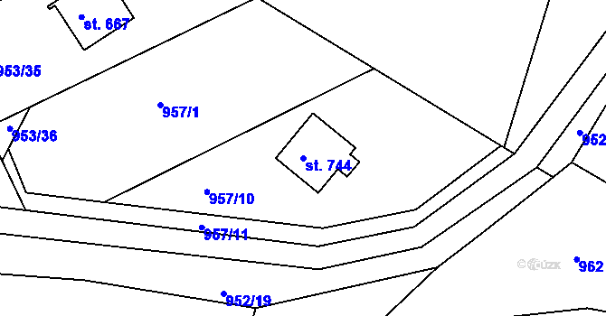 Parcela st. 744 v KÚ Stará Paka, Katastrální mapa