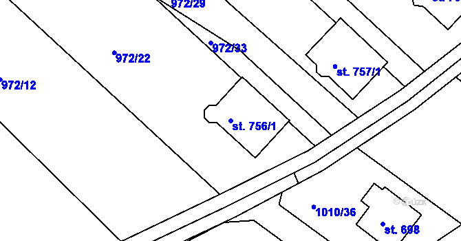 Parcela st. 756/1 v KÚ Stará Paka, Katastrální mapa