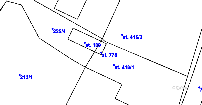 Parcela st. 778 v KÚ Stará Paka, Katastrální mapa