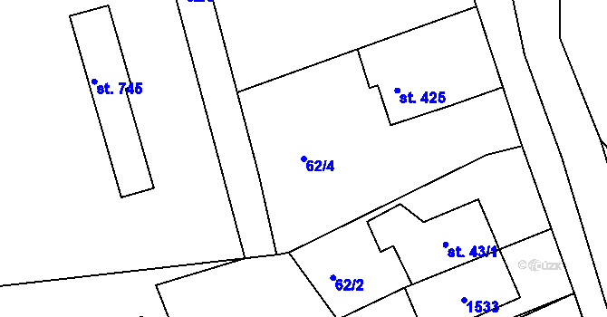 Parcela st. 62/4 v KÚ Stará Paka, Katastrální mapa