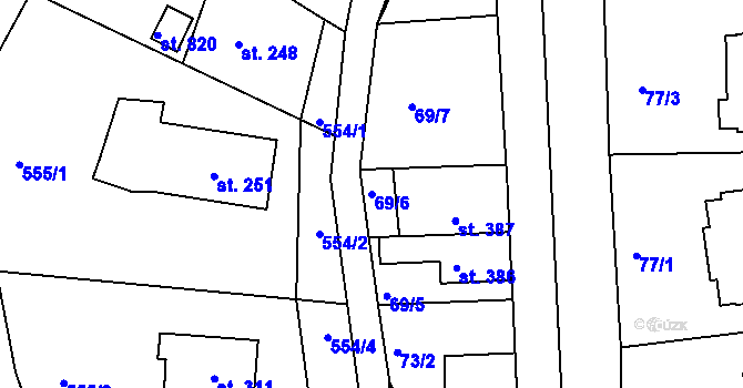 Parcela st. 69/6 v KÚ Stará Paka, Katastrální mapa