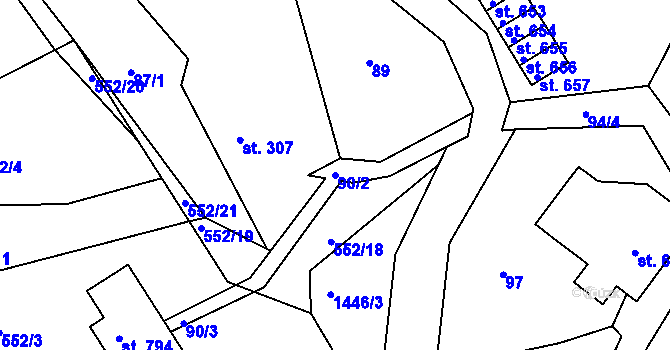 Parcela st. 90/2 v KÚ Stará Paka, Katastrální mapa