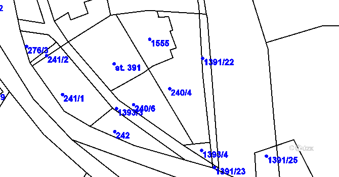 Parcela st. 240/4 v KÚ Stará Paka, Katastrální mapa