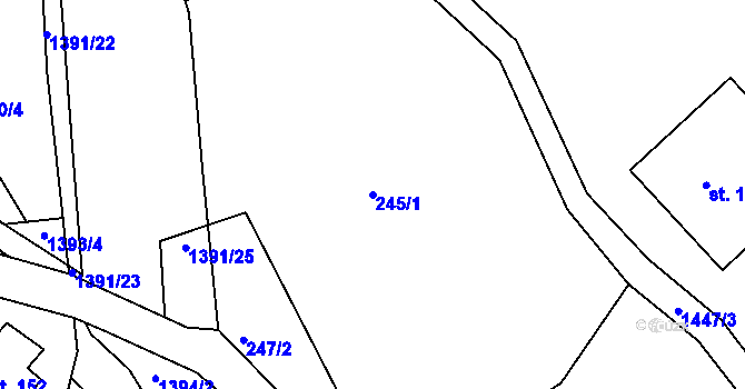 Parcela st. 245/1 v KÚ Stará Paka, Katastrální mapa