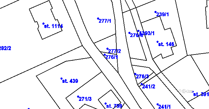 Parcela st. 276/1 v KÚ Stará Paka, Katastrální mapa