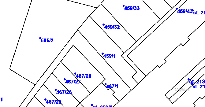 Parcela st. 459/1 v KÚ Stará Paka, Katastrální mapa