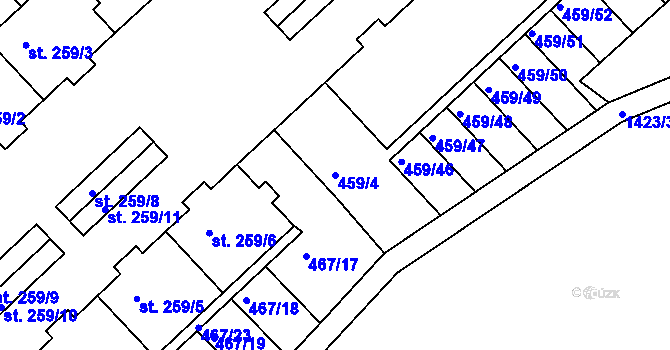 Parcela st. 459/4 v KÚ Stará Paka, Katastrální mapa