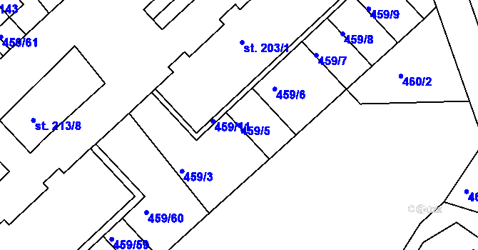 Parcela st. 459/5 v KÚ Stará Paka, Katastrální mapa