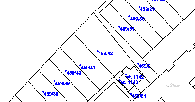 Parcela st. 459/42 v KÚ Stará Paka, Katastrální mapa