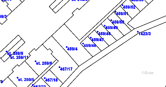 Parcela st. 459/46 v KÚ Stará Paka, Katastrální mapa