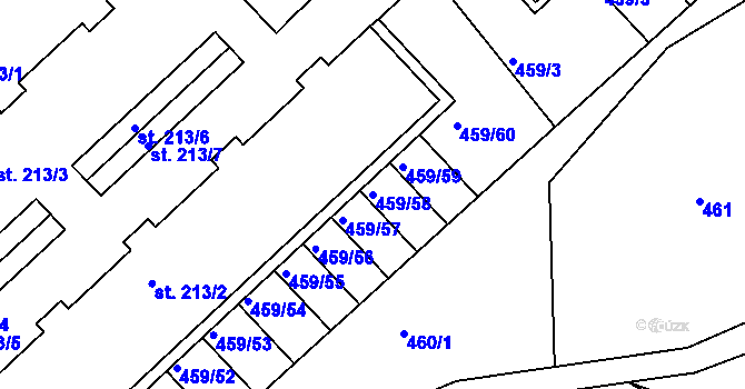 Parcela st. 459/58 v KÚ Stará Paka, Katastrální mapa
