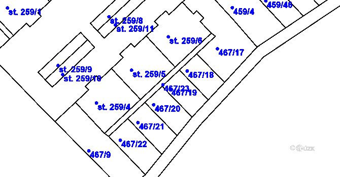 Parcela st. 467/19 v KÚ Stará Paka, Katastrální mapa