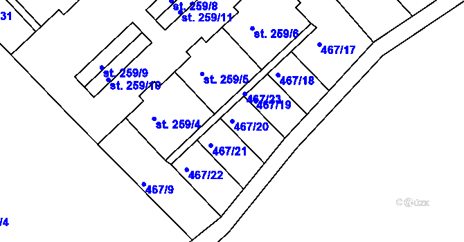 Parcela st. 467/20 v KÚ Stará Paka, Katastrální mapa