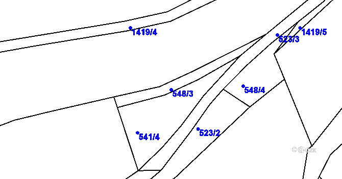 Parcela st. 548/3 v KÚ Stará Paka, Katastrální mapa