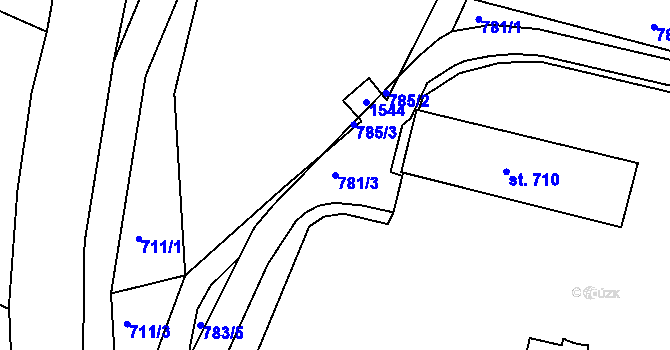 Parcela st. 781/3 v KÚ Stará Paka, Katastrální mapa