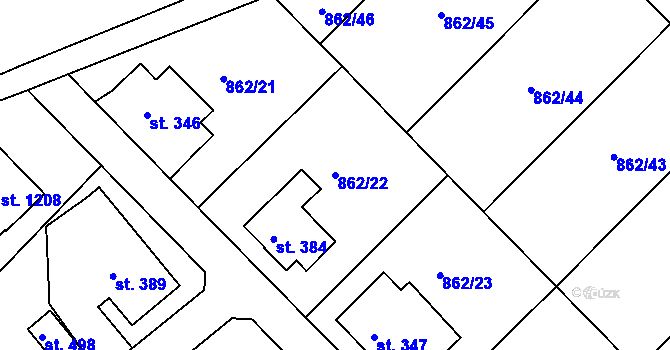 Parcela st. 862/22 v KÚ Stará Paka, Katastrální mapa