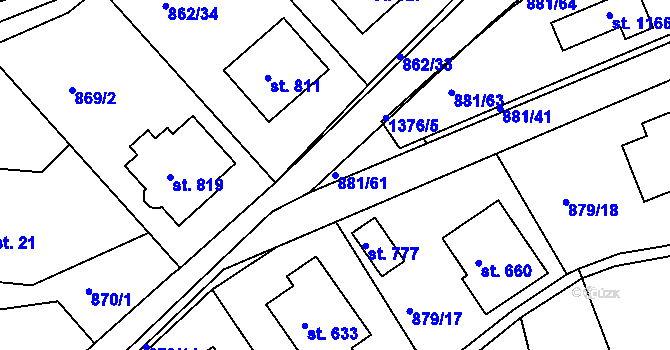 Parcela st. 881/61 v KÚ Stará Paka, Katastrální mapa