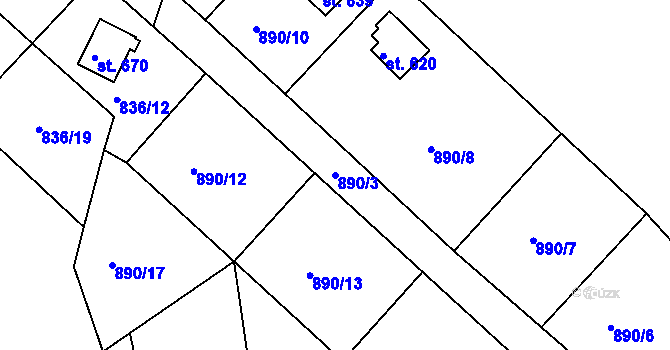 Parcela st. 890/3 v KÚ Stará Paka, Katastrální mapa
