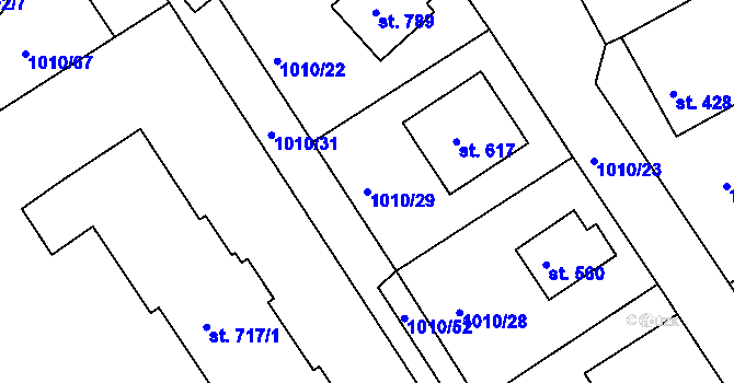 Parcela st. 1010/29 v KÚ Stará Paka, Katastrální mapa