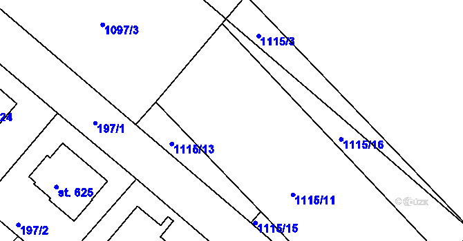 Parcela st. 1115/5 v KÚ Stará Paka, Katastrální mapa