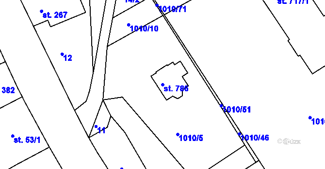 Parcela st. 786 v KÚ Stará Paka, Katastrální mapa
