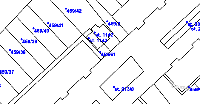 Parcela st. 459/61 v KÚ Stará Paka, Katastrální mapa
