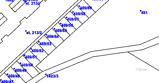 Parcela st. 460/1 v KÚ Stará Paka, Katastrální mapa