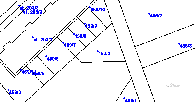Parcela st. 460/2 v KÚ Stará Paka, Katastrální mapa