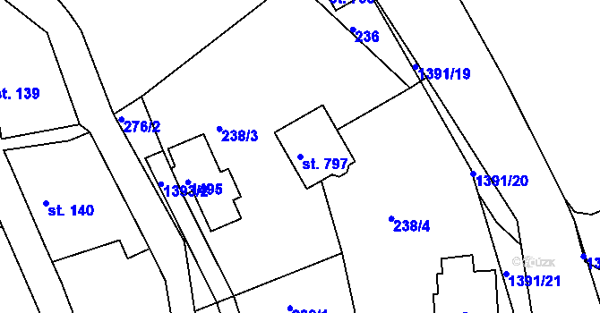 Parcela st. 797 v KÚ Stará Paka, Katastrální mapa