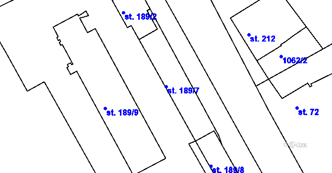Parcela st. 189/7 v KÚ Stará Paka, Katastrální mapa