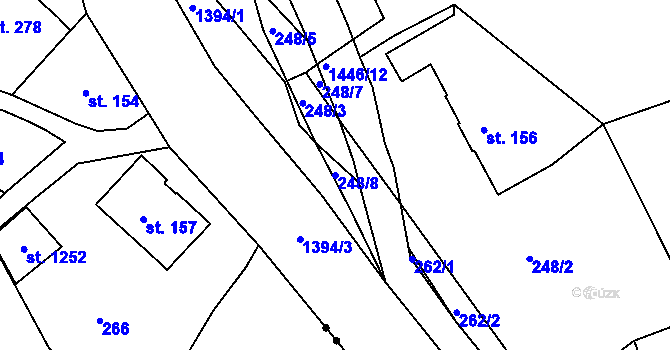 Parcela st. 248/8 v KÚ Stará Paka, Katastrální mapa