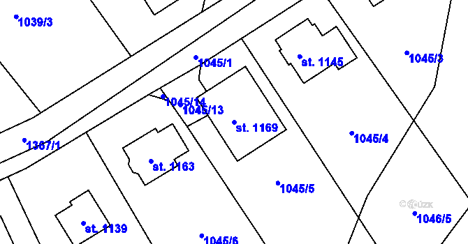 Parcela st. 1169 v KÚ Stará Paka, Katastrální mapa