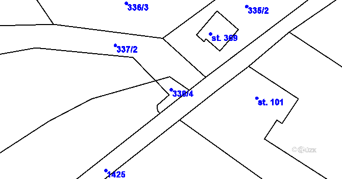 Parcela st. 338/4 v KÚ Stará Paka, Katastrální mapa