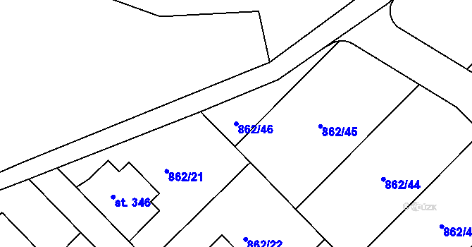 Parcela st. 862/46 v KÚ Stará Paka, Katastrální mapa