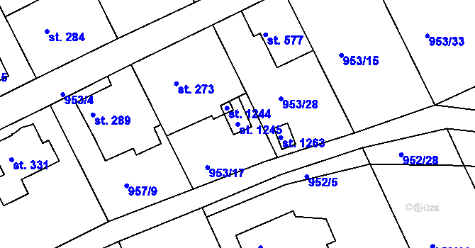 Parcela st. 1245 v KÚ Stará Paka, Katastrální mapa