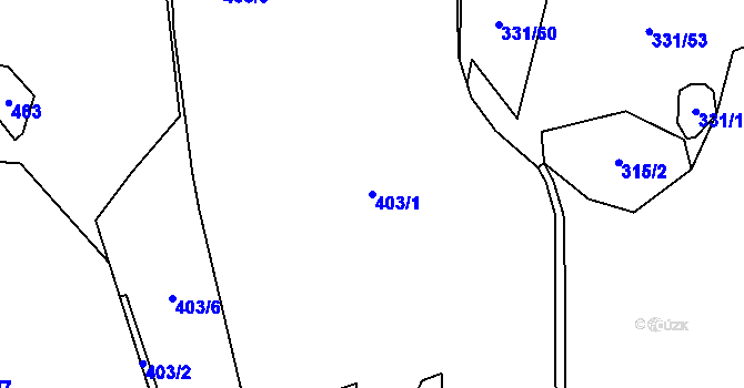 Parcela st. 403/1 v KÚ Počerny, Katastrální mapa