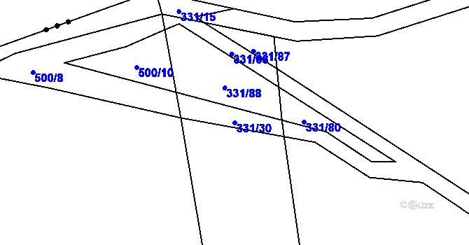 Parcela st. 331/30 v KÚ Počerny, Katastrální mapa
