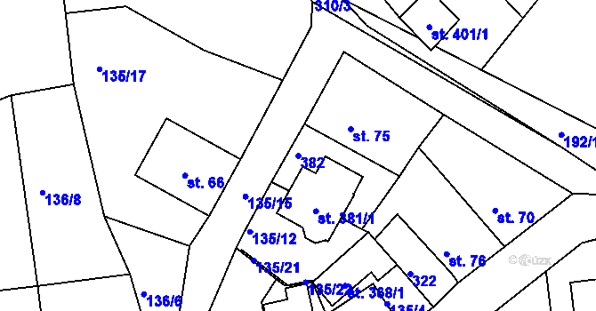 Parcela st. 382 v KÚ Rosnice u Staré Role, Katastrální mapa