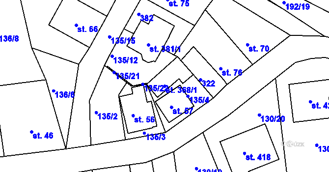 Parcela st. 368/1 v KÚ Rosnice u Staré Role, Katastrální mapa