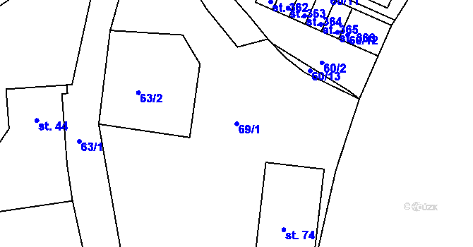 Parcela st. 69/1 v KÚ Rosnice u Staré Role, Katastrální mapa