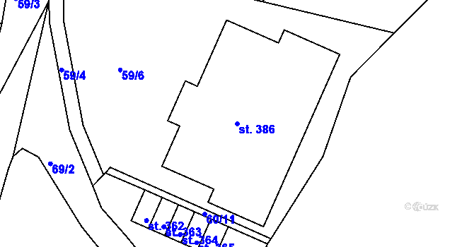 Parcela st. 386 v KÚ Rosnice u Staré Role, Katastrální mapa