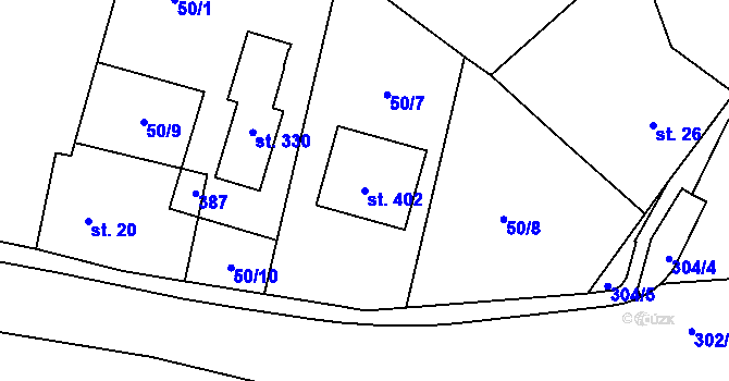 Parcela st. 402 v KÚ Rosnice u Staré Role, Katastrální mapa
