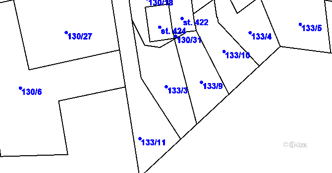Parcela st. 133/3 v KÚ Rosnice u Staré Role, Katastrální mapa