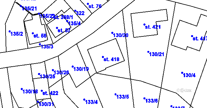 Parcela st. 130/20 v KÚ Rosnice u Staré Role, Katastrální mapa