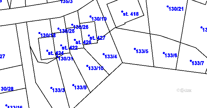Parcela st. 133/4 v KÚ Rosnice u Staré Role, Katastrální mapa