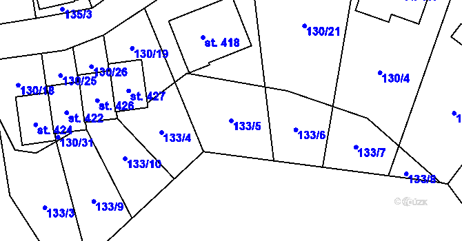Parcela st. 133/5 v KÚ Rosnice u Staré Role, Katastrální mapa