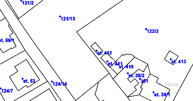 Parcela st. 412 v KÚ Rosnice u Staré Role, Katastrální mapa